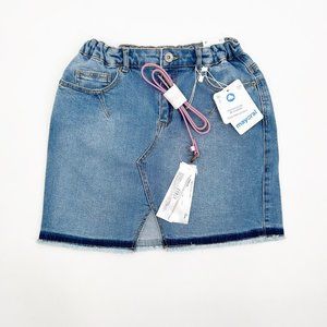 Mayoral Girls Size 10 Denim Jean Skirt with Pink Metallic Belt